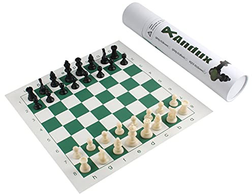 Andux Schachspielset Schachfiguren und Rollbrett XQTZ-01 (Grün,42x42cm)