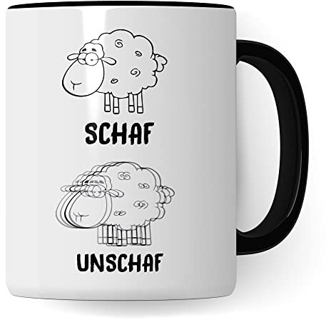 Kaffeetasse mit Spruch: Schaf Unschaf Tasse Büro lustig Becher Witz Schafe Zeichnung Wortspiel Arbeit Geburtstag Geburtstagsgeschenk Weihnachten Humor Kaffeebecher Geschenkidee
