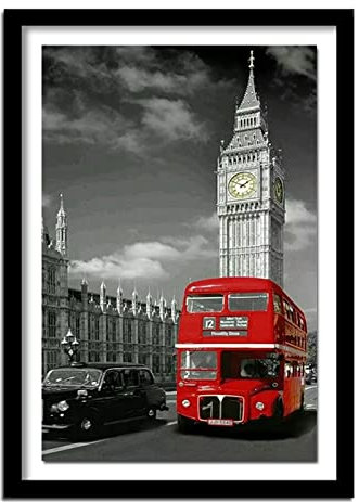 Yeecer 5D Diamond Painting Set,Roter Londoner Bus Diamant Painting Bilder Kit DIY Erwachsene Stickerei Kreuzstich Voll Strass Kristall Diamant Kunst Handwerk für Home Wand-Decor Round Drill,70x90cm