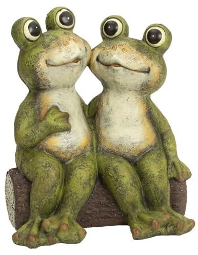 LaBelleHome Deko Frosch Paar Garten 34,5 cm hoch 30 cm breit Vorgarten Figur lachend Gartendekoration