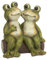 LaBelleHome Deko Frosch Paar Garten 34,5 cm hoch 30 cm breit Vorgarten Figur lachend Gartendekoration