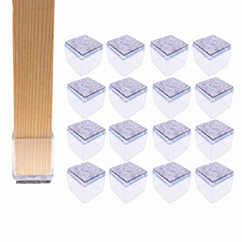 16 Tappi Protettivi per Gambe della Sedia, Feltrini per Sedie, Piedini (Quadrati, 20 x 20 mm)