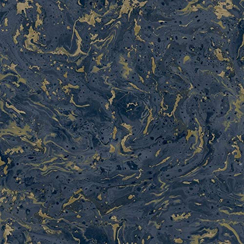 Marble Navy Gold Wallpaper - Metallic Effect Paste The Wall Modern Contemporary Textured Vinyl