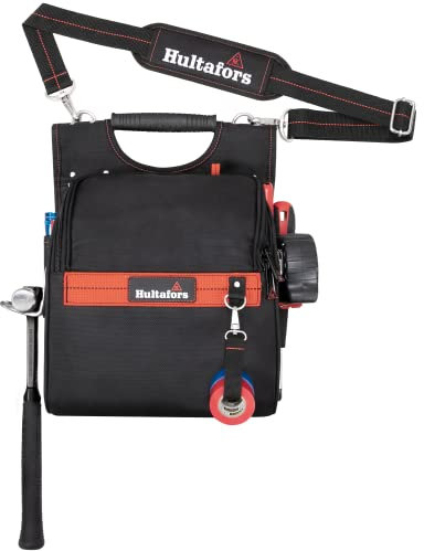 Hultafors Work Gear HT5609 Zippered Professional Electrician's Tool Pouch, Zippered Tool Pouch, Ergonomic Rubber Handle, Padded Shoulder Strap