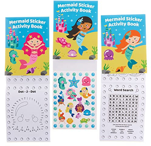 Baker Ross FX796 Meerjungfrauen-Sticker-Aktivitätsbücher - 8er-Packung, Sticker-Bücher-Partytütenfüller für Kinder
