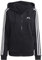 adidas Damen Essentials 3-Stripes Full-Zip Fleece Hoodie, Black/White, M