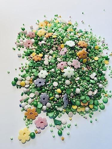 Cherry on the cake Streuselmix Blumenwiese I Essbare Deko I Streusel I Zuckerstreusel I Sprinkles I Zuckerperlen I Zur Deko von Cupcakes, Muffins, Torten, Kuchen uvm. (40g)