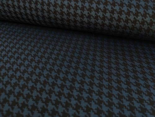 Jacquard Strickstoff, Hahnentritt Meterware, Petrol