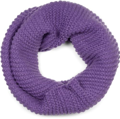 styleBREAKER Unisex Strick Loop Schal Einfarbig mit Wellenmuster, warmer Winter Strickschal, Schlauchschal 01018169, Farbe:Violett