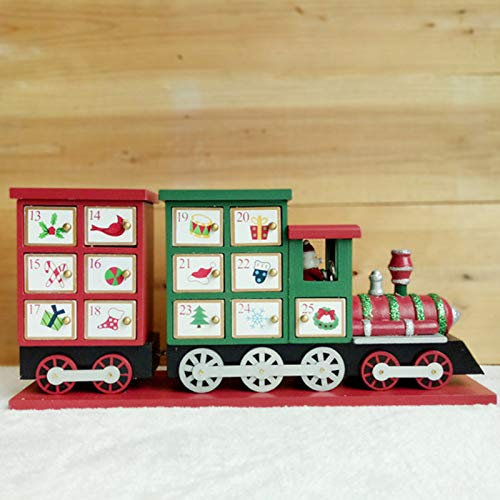TRoki Skurriler Adventskalender 2020 in Form Einer Eisenbahn: 24 Holzschubladen zum Füllen mit Weihnachtsfreude, 42 x 19,8 x 10 cm
