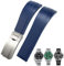 EKSIL 20 mm 21 mm Gummi-Armband für Rolex Daytona Submariner GMT Yacht-Master OYSTERFLEX Silikonband Faltschließe Armbänder, 21 mm, Kunststoff, Achat