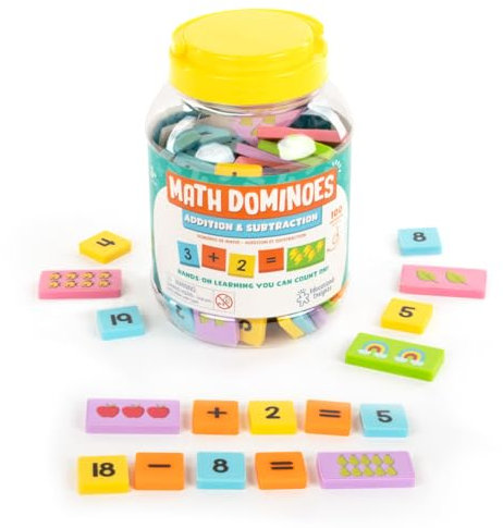 Learning Resources Mathe-Dominos - Addition & Subtraktion, ab 3 Jahren, Mathe-Spiele für Kinder, Zahlen, Rechenschritte und Bilder-Dominos, Mathe-Ressourcen, Domino-Spiel