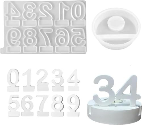 Silikonformen Gießformen Zahlen 0-9 Silikonform Zahlen Silikonform Kerzenhalter Gießformen Silikon Zahlen Silikon Gießform Kerzenhalter Giessform Silikon Gipsformen Zum Gießen für Handwerk (A)