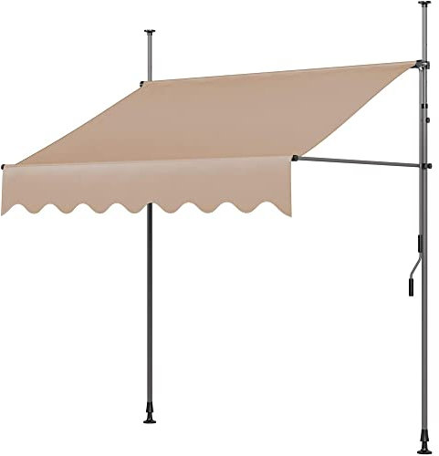 IBOWZ Markise Klemmmarkise Markise, einziehbare Markise mit Beinen, verstellbar von 200 cm bis 300 cm, freistehender Sonnenschutz, UV-Regen- und Schneeschutz, Gartenbalkon-Café, 400 x 120 cm