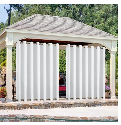 Mewkew Rideaux d'extérieur Imperméables pour Terrasse L242×H182cm Rideaux Occultants Coupe Vent avec œillets Haut et Bas Rideau pour Tonnelle Porche Balcon,Tailles Personnalisables