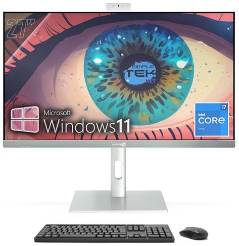 Simpletek - All in One PC 27 4K Core i7 GTX1660 6GB GDDR6 | Windows 11 Professional - 16GB RAM 480GB SSD | Computer Fisso da Gaming, Grafica, Montaggio video
