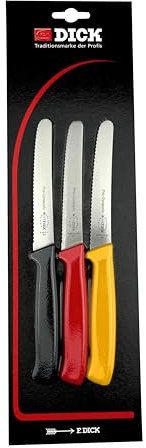 F. DICK Allzweckmesser-Set Deutschland ProDynamic (3x Messer mit Klinge 12 cm, X55CrMo14 Stahl, nichtrostend, 56° HRC, Messer Europameisterschaft, Geschenkidee EM) 85700122