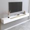 LVRUIEDS Supporto TV Sospeso, Mensola TV Lucida A Parete, Centro di Intrattenimento Moderno con Mobile TV Portaoggetti, Tavolo Consolle Multimediale per Soggiorno(White+Gold,180CM)