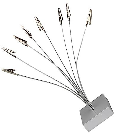 Postkartenhalter mit Acht Metallclips, Silberner Tischständer für Karten