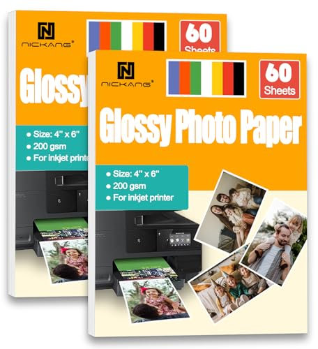 NICKANG Glänzendes Fotopapier, 4 x 6, 120 Blatt, 200 g/m², Briefgröße