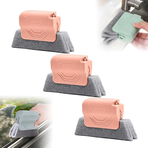 Magischer Fensterschienenreiniger, 2024 verbessertes Fensterrillen-Reinigungsbürsten-Set, handgehaltene Fensterschienenreiniger, Bürsten-Set für Fensterdeckel, Lücken, Fliesen, Linien, Rollladen,