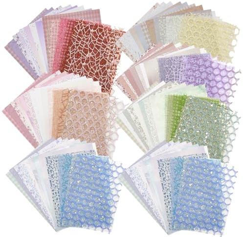 Lot de 105 feuilles de papier texturé décoratif pour scrapbooking, planificateur, fabrication de cartes - Assortiment de 105 feuilles de papier FineGood