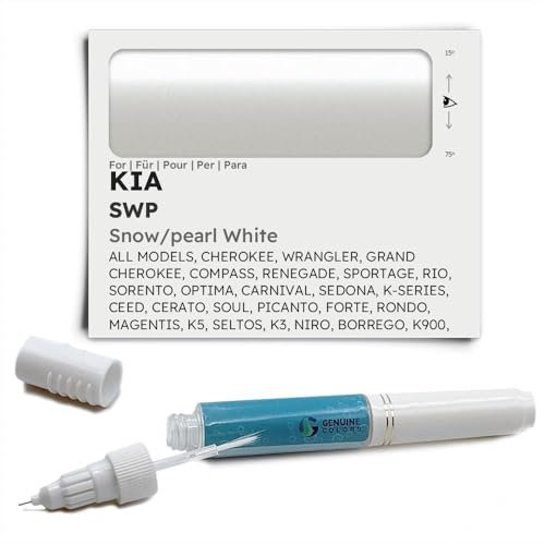 Genuine Colors Lackstift SNOW PEARL WHITE SWP für KIA Weiß CHEROKEE WRANGLER GRAND COMPASS RENEGADE SPORTAGE RIO SORENTO OPTIMA CARNIVAL SEDONA K-SERIES CEED CERATO SOUL PICANTO FORTE RONDO MAGENTIS K