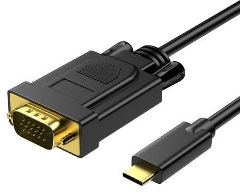 Loryi Câble USB C vers VGA, 1 m, Tpye C vers VGA pour MacBook Pro 2019/2018/2017, Galaxy S10/S9/S8, Dell XPS 13/15, Pixelbook, Surface Book 2 et plus encore