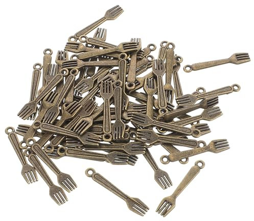 DEARMAMY Schmuck-Charms-Set 100 Stück Miniatur-Vintage-Geschirr Gabeln Löffel Für Halsketten Armbänder