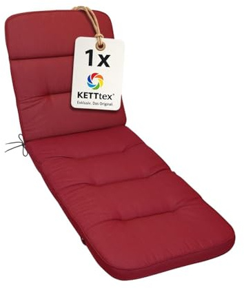 KETTtex EXKLUSIV Auflage Rollliege Agora Bordeaux I Gartenliege Polster 200x65x9cm I hochwertige & Pflegeleichte Liegenauflage I Wetter- & formbeständige Liegen-Auflage I KTH3 Liegestuhlauflage