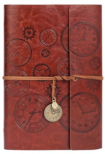 ANOMM PU Leder Notizbuch Tagebuch, Nachfüllbares Notizbuch mit Linierten Seiten, Reisenotizbuch Spiralbindung, Geschenk für Frauen, Männer, Mädchen und Jungen, 160 Seiten (A5, 23,5 × 16,5 cm, Braun)