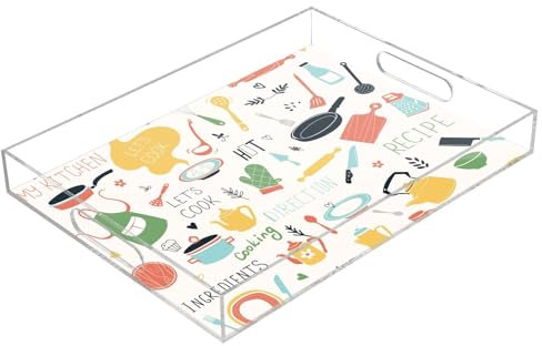 Cute Kitchen Gadgets - Bandeja acrílica para servir alimentos y decoración, color beige