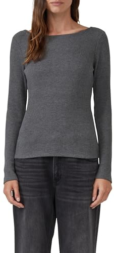 s.Oliver Geripptes Langarmshirt mit Knopf-Detail am Arm