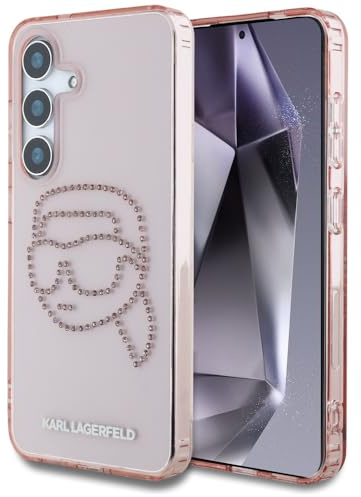CG MOBILE Karl Lagerfeld Rhinestones Karl Head Logo Hülle für Samsung Galaxy S25 (Rosa)