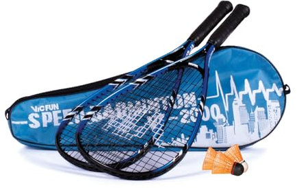 VICFUN Speed Badminton Set 2000 blau inkl. 3 windstabilen Shock-Bällen
