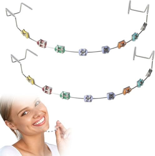 Clip de 2 piezas en aparatos ortopédicos de acero inoxidable, decoración de dientes de moda de acero inoxidable seguro con cables de metal y corbatas de ligadura de ortodoncia