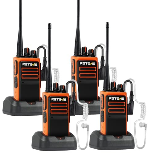 Retevis C66 Long Range Walkie Talkies, Walkie Talkies for Hotel | Walkie Talkie for Adults, Fast Charging, 1500 mAh, With Earpiece, 2 Way Radio Hand Free for Dining Room Hotel (Orange, 4Pack)