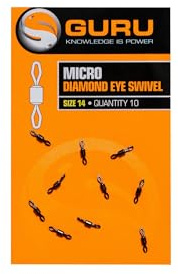 Guru - Micro Diamond Eye Swivel - Anti Twist Fishing Swivel for Coarse Fishing, Lightweight Precision Connector for Mainline to Hook Length, Ultra Smooth Rotation, Pack of Swivels
