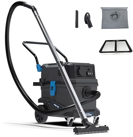Güde Pro 30 Nass-Trockensauger – 230 Volt, 1800 Watt, 23 Kilopascal Unterdruck, 30 Liter Behälter, mit Saugschlauch, Edelstahl-Teleskoprohr, Bürsten-Set, für Werkstatt, Auto und Haushalt