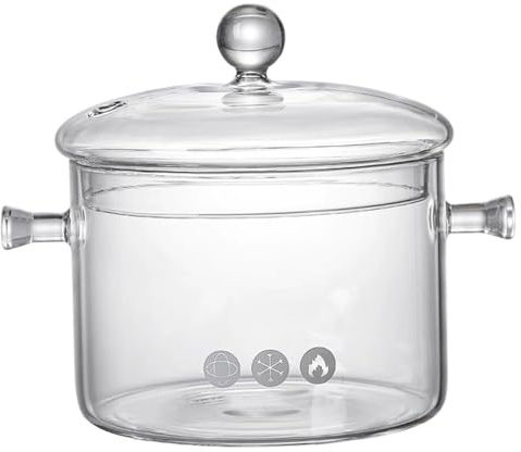 Glass Pot 1.5l/50oz Clear Simmer Pot Potpourri with Lid & Handles Heat Resistant Glass Cookware for Cooking Soup Milk Tea Simmer Pots for Cooking On Stove