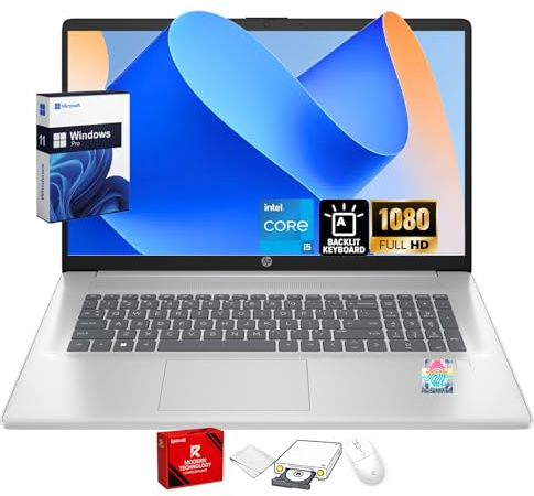HP 17.3 Business Laptop, FHD Anti-Glare Display, Intel 10-Core i5-1334U (Up to 4.6GHz), 20GB RAM 512GB SSD, Backlit Keyboard, Fingerprint Reader, Win 11 Pro, Copilot AI for Office Work & Study