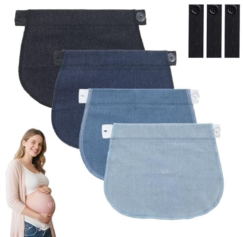 ZXNJA 4 Pièces Extenseur Pantalon Ajustables Pour Femmes Enceintes, Elargisseur Pantalon Grossesse Extenseur PantalonGrossesse Pour Femme Enceinte, Compatible Avec Les Jeans