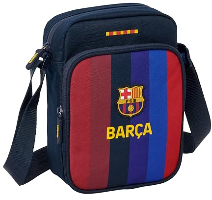 FC Barcelona 1. Team 26/27 Umhängetasche mit Außentasche, Aktentasche, Umhängetasche, bequem und vielseitig, Qualität und Widerstandsfähigkeit, 16 x 6 x 22 cm
