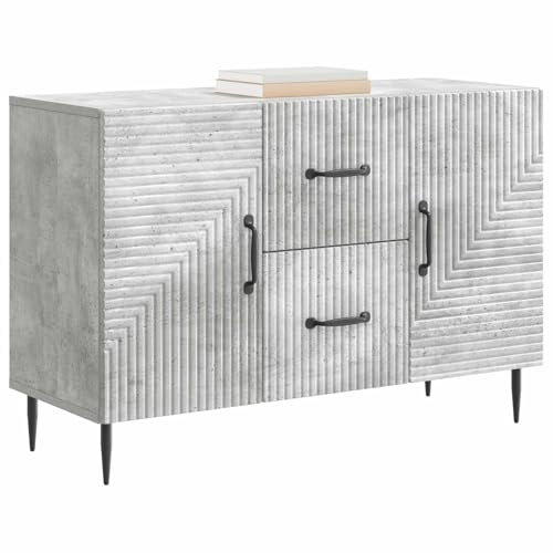 vidaXL Sideboard Betongrau 89 x 34,5 x 60 cm Holzwerkstoff, Wohnzimmer, Vintage Sideboard, rechteckige Aufbewahrung, geräumiger Schrank, vielseitiges Möbelstück