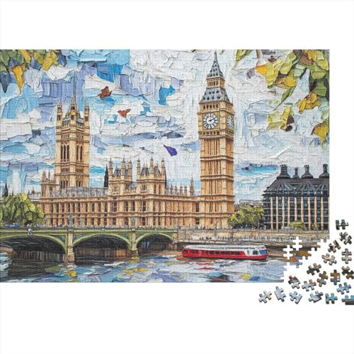 Jigsaw Puzzles for Adults 1000 Pieces London, 3D Relief Jigsaw Puzzle Big Ben Puzzle Family Decoration Multi Colour Educational Game Decompression Gift Toy 1000pcs (38x26cm)