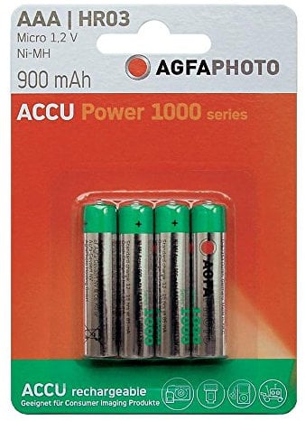 AgfaPhoto - Pile rechargeable NiMH - Format AAA - 900 mAh - Lot de 4 (Import Allemagne)