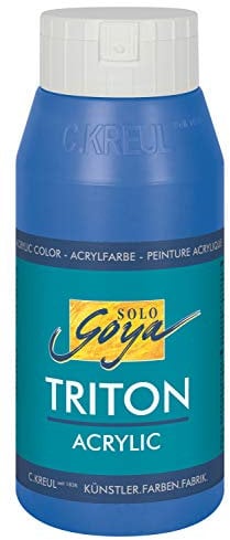 KREUL 17007 - Solo Goya Triton Acrylfarbe kobaltblau, 750 ml Flasche, schnell und matt trocknend, Farbe auf Wasserbasis, in Studioqualität, vielseitig einsetzbar, gut deckend und ergiebig
