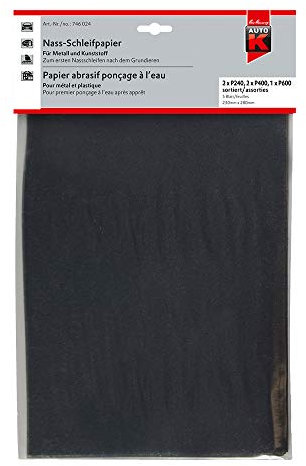 Kwasny Auto-K Nass-Schleifpapier Schleifpapier Kunststoff Metall gemischt 2x P240 2x P400 1x P600 5 Stück