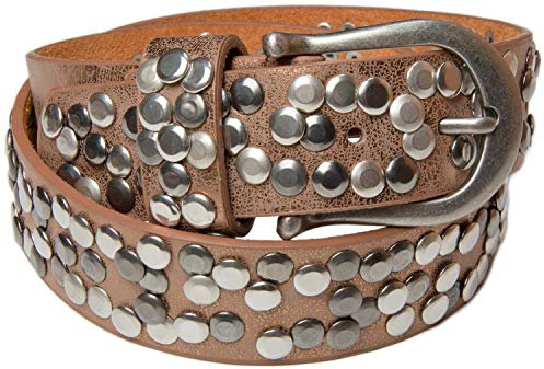 styleBREAKER Damen Nietengürtel mit unterschiedlichen Nieten, Kunstleder Gürtel Einfarbig, Damengürtel kürzbar 03010008, Farbe:Bronze, Größe:85cm