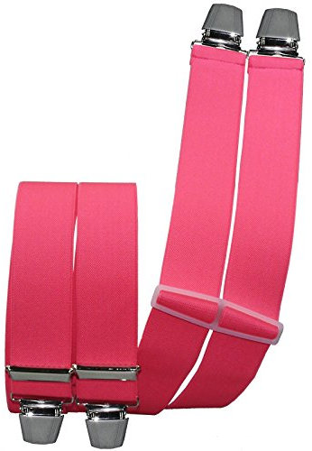 Harrys-Collection Herren Hosenträger 4 Extra Starken Clips uni, Farben:neonpink